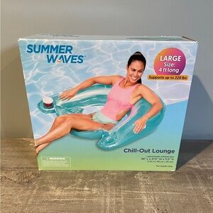 Pool Lounge Float with Drink Holders Summer Chill Out Floating Teal Green